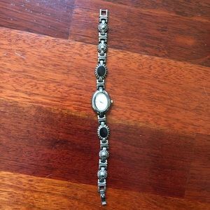 Vintage silver and black Aztec style watch